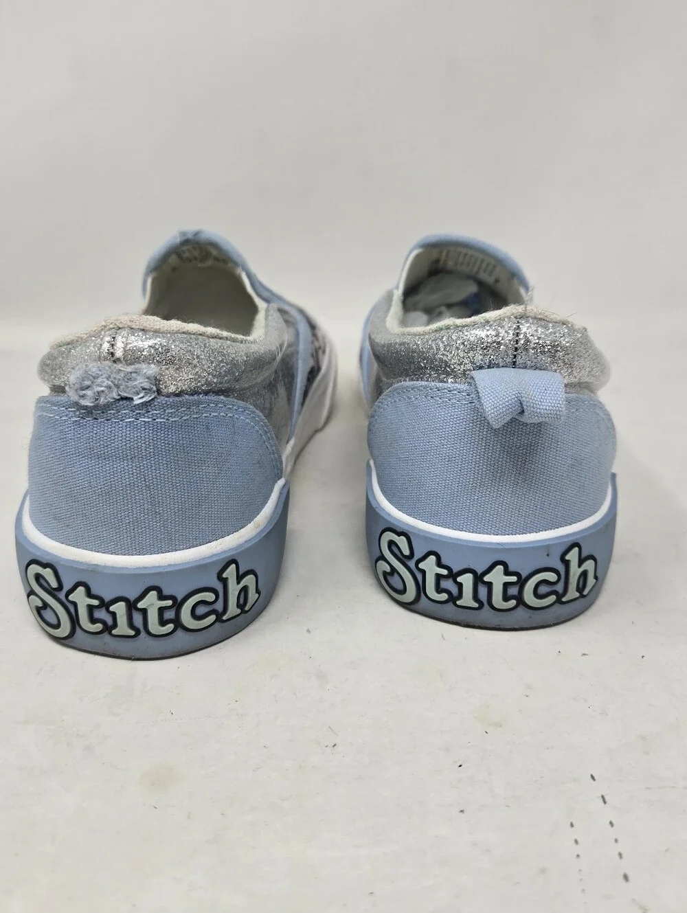 Disney Stitch Blue Low-Top Slip on Sneakers Girls Size 2